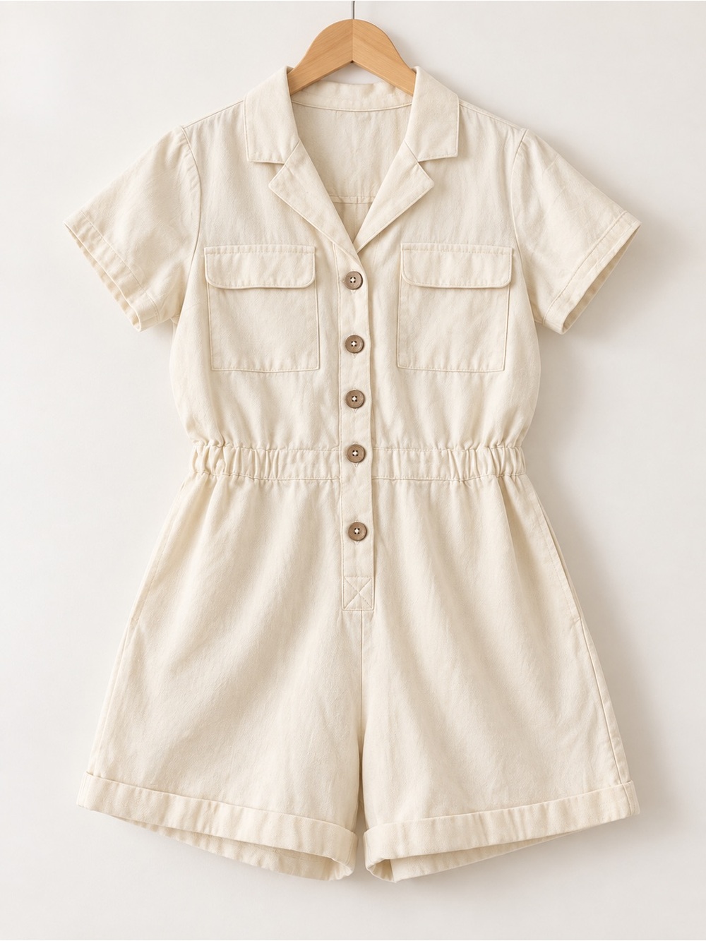 RVCA NWT Cream Button-Front Romper Women’s Medium
